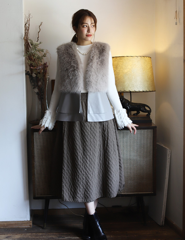 ファーエコレザーベスト(KY-5563)