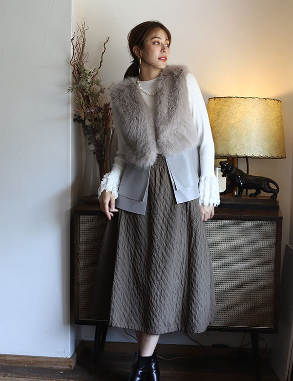 ファーエコレザーベスト(KY-5563)