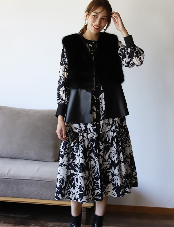 ファーエコレザーベスト(KY-5563)