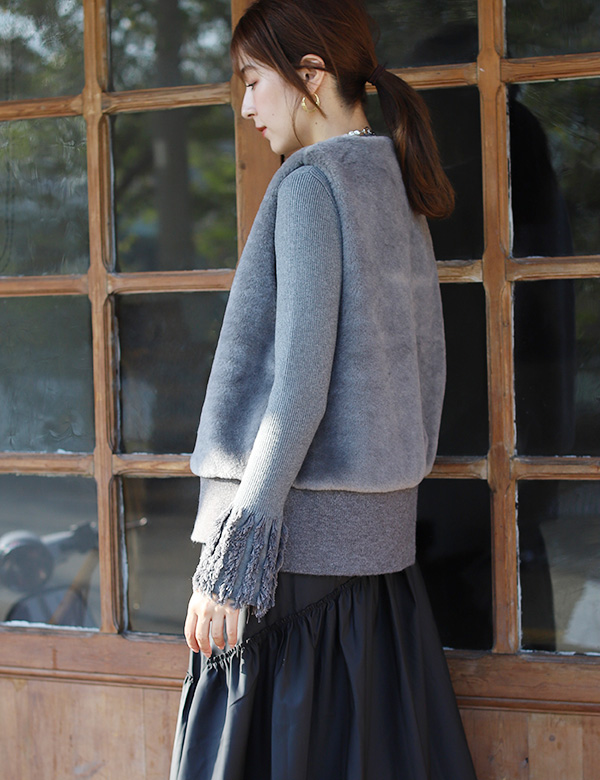 T*g様 ブレインデッド★テディ ファー ドット ニット ベスト ドット ブレインデッド☆テディ ファー ドット ニット ベスト ドット