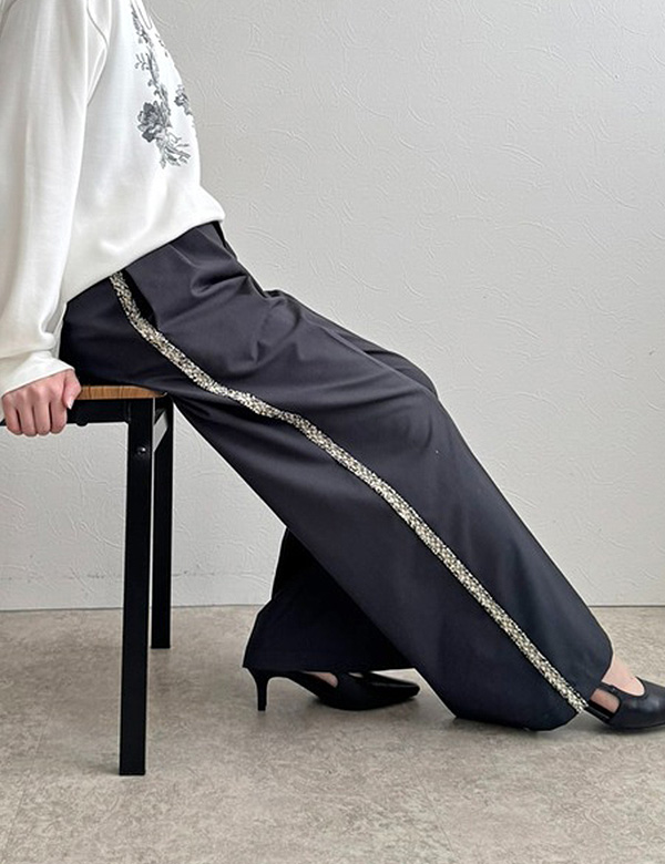 フリンジラインワイドパンツ(52228F)