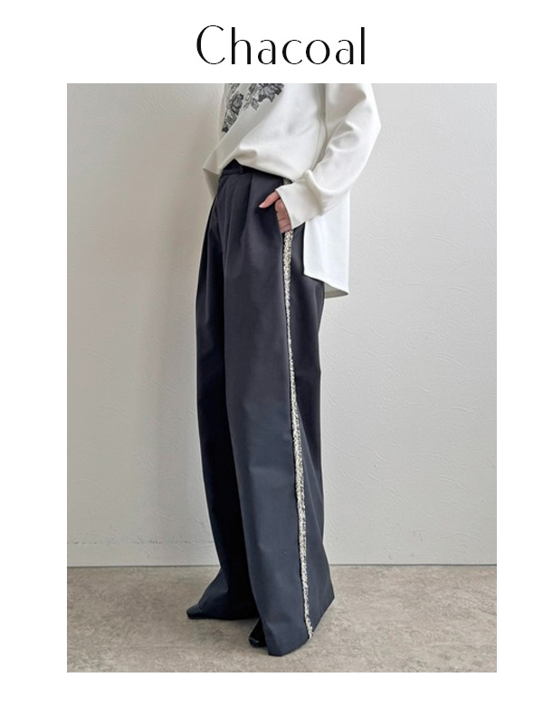 フリンジラインワイドパンツ(52228F)