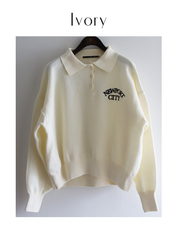 スウェットライクロゴ入り襟付きプルオーバー(39-0436)