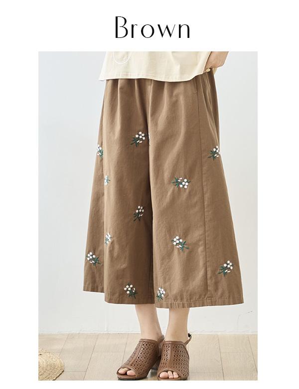 スズラン小花刺繍ワイドガウチョパンツ(N52-236)