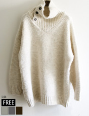 ボタンデザインオフタートルネックニット(KY-5656)