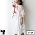 前後2wayシャーリングシャツワンピース(WOA2323)
