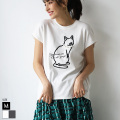 キャットプリントパールTシャツ(31731W)【メール便】