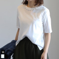 パールネックコットンTシャツ(25-0434)