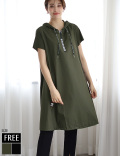 英字ロゴフーディーチュニックワンピース(KY-4376)