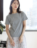 パール＆シルバーボールビーズTシャツ(2757)