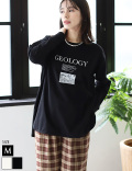 ロゴプリントラウンドヘムロングTシャツ(25-0508)