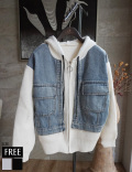 ニットデニムフーディーパーカー(KY-24027)