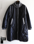 ニットドッキングキルティングロングコート(23-0-327)