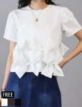 【5/1 20時まで早割価格】裾リボンコットン100％Ｔシャツ(21006)