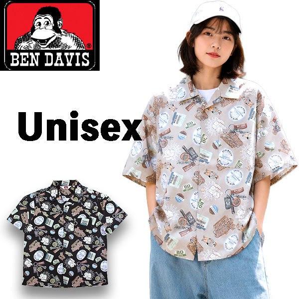 BEN DAVIS ベンデイビス 半袖 シャツ TOURIST メンズ オープンカラー 開襟 総柄 アロハ オーバーサイズ ゴリラ ND-26580015 国内正規品