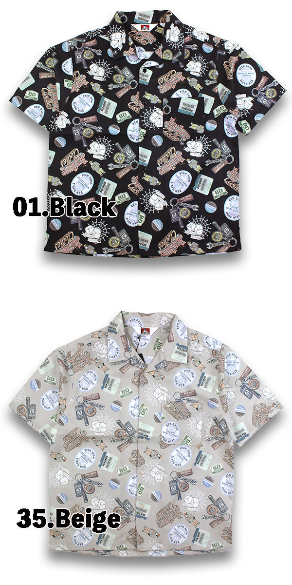 BEN DAVIS ベンデイビス 半袖 シャツ TOURIST メンズ オープンカラー 開襟 総柄 アロハ オーバーサイズ ゴリラ ND-26580015 国内正規品
