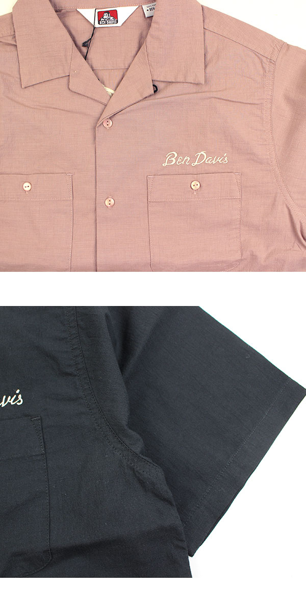 ベンデイビス 開襟シャツ メンズ 半袖 オープンカラーシャツ BEN DAVIS FORTUNE EMB 刺繍 ゴリラ ワーク ND-26580014