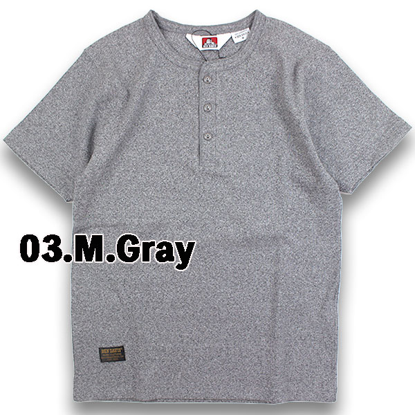 BEN DAVIS ヘンリーネック Tシャツ メンズ 半袖 リブ ジャスト 伸縮 刺繍 無地 RIB HENLEY TEE C-26580046 ベンデイビス