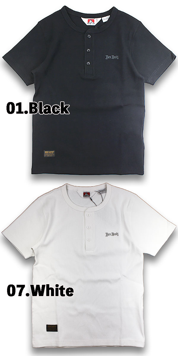 BEN DAVIS ヘンリーネック Tシャツ メンズ 半袖 リブ ジャスト 伸縮 刺繍 無地 RIB HENLEY TEE C-26580046 ベンデイビス