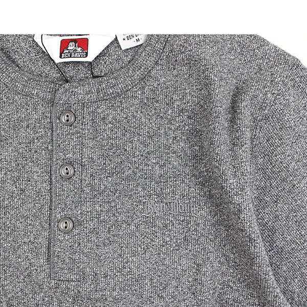 BEN DAVIS ヘンリーネック Tシャツ メンズ 半袖 リブ ジャスト 伸縮 刺繍 無地 RIB HENLEY TEE C-26580046 ベンデイビス