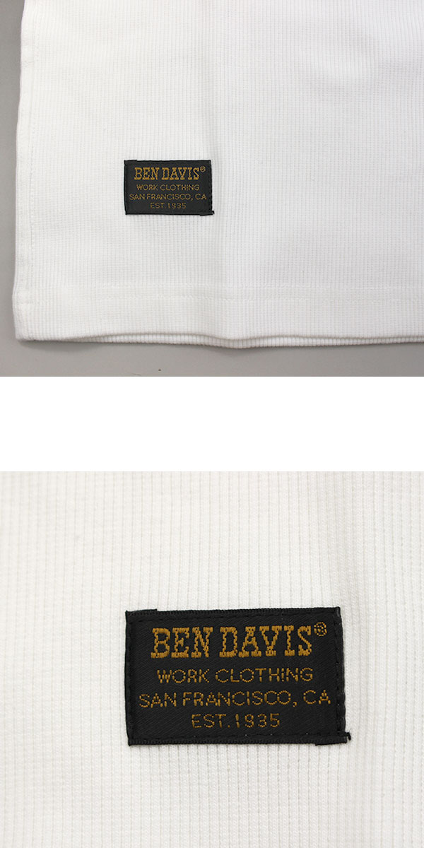 BEN DAVIS ヘンリーネック Tシャツ メンズ 半袖 リブ ジャスト 伸縮 刺繍 無地 RIB HENLEY TEE C-26580046 ベンデイビス