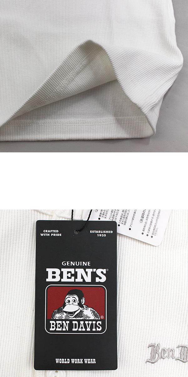 BEN DAVIS ヘンリーネック Tシャツ メンズ 半袖 リブ ジャスト 伸縮 刺繍 無地 RIB HENLEY TEE C-26580046 ベンデイビス
