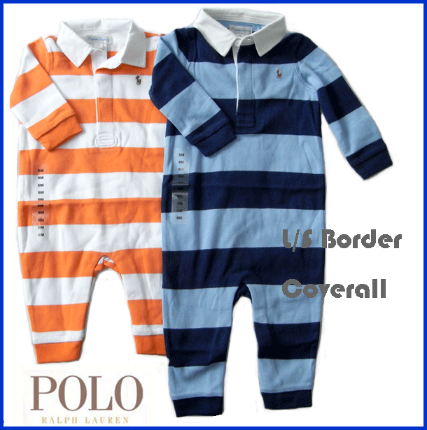Ralph Lauren Baby  長袖　ボーダー　ラガー　カバーオール/ ラルフローレン　ベビー