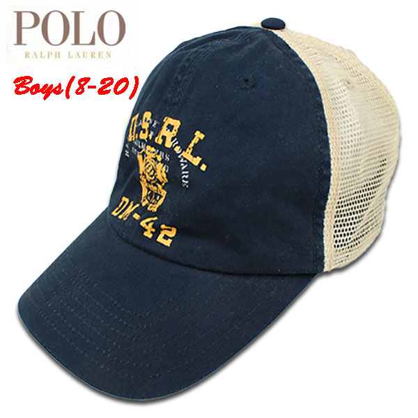 ラルフローレン キッズ キャップ 帽子 メッシュ ボーイズ 赤