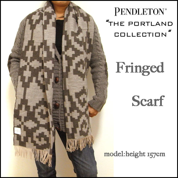Pendleton /THE Portland Collection/ペンドルトン/ポートランド　コレクション/ブラウン/ウール　フリンジ　マフラー/ストール