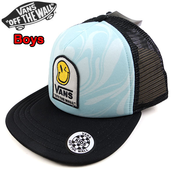 バンズ キッズ キャップ 帽子 メッシュ VANS MARBLE TRUCKER CAP 子供 トラッカー ブランド セール スマイル ワッペン