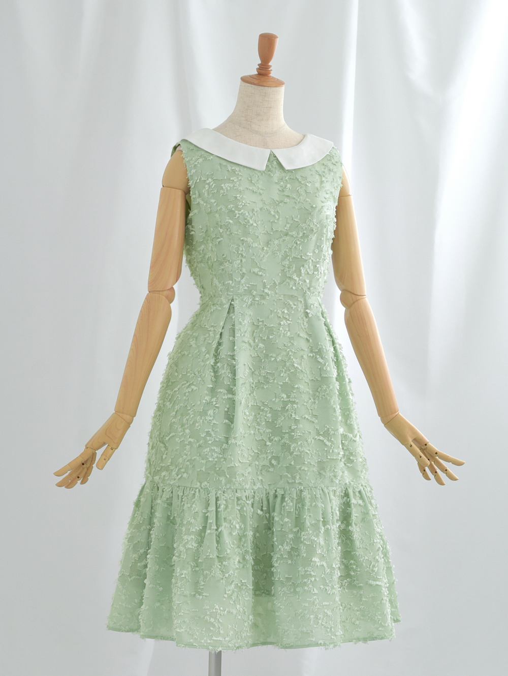 プランタン ワンピース】01-a24 お色展開：ホワイト,グリーン