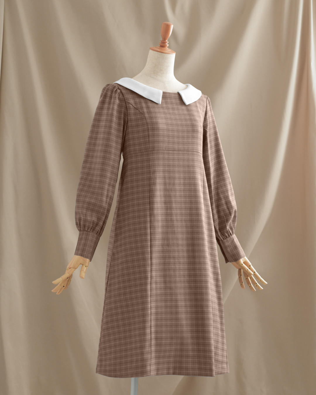 ワンピース エリーゼ】お色展開：グレー,ブラウン ／ サイズ展開：36