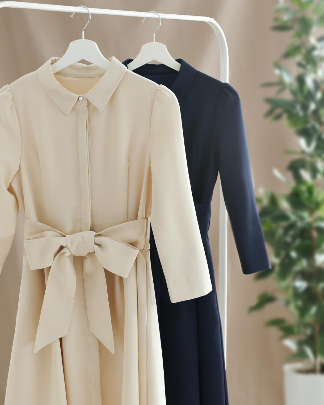 ワンピース ムーンライト】 お色展開：ネイビー,アイボリー / サイズ