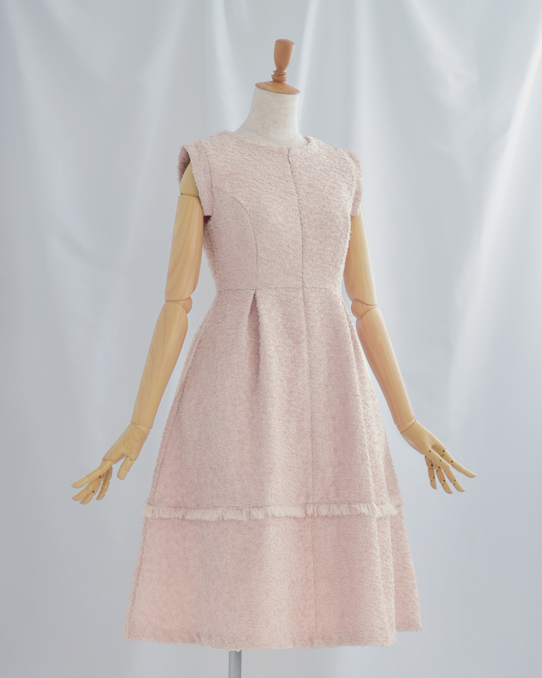 スペシャリテ【フリンジ ツイード ワンピース】1012 お色展開