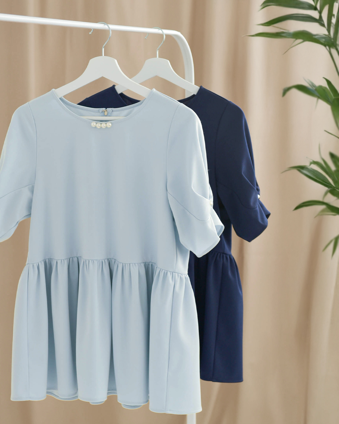 デイリー パール チュニック】お色展開：ネイビー,ブルー ／ サイズ