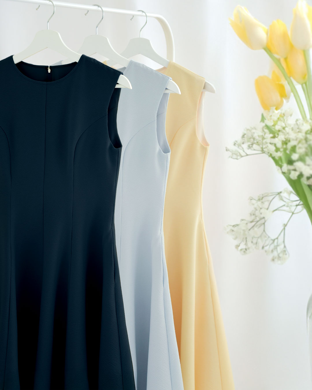 スペシャリテ【シェール フレア ワンピース】お色展開：イエロー