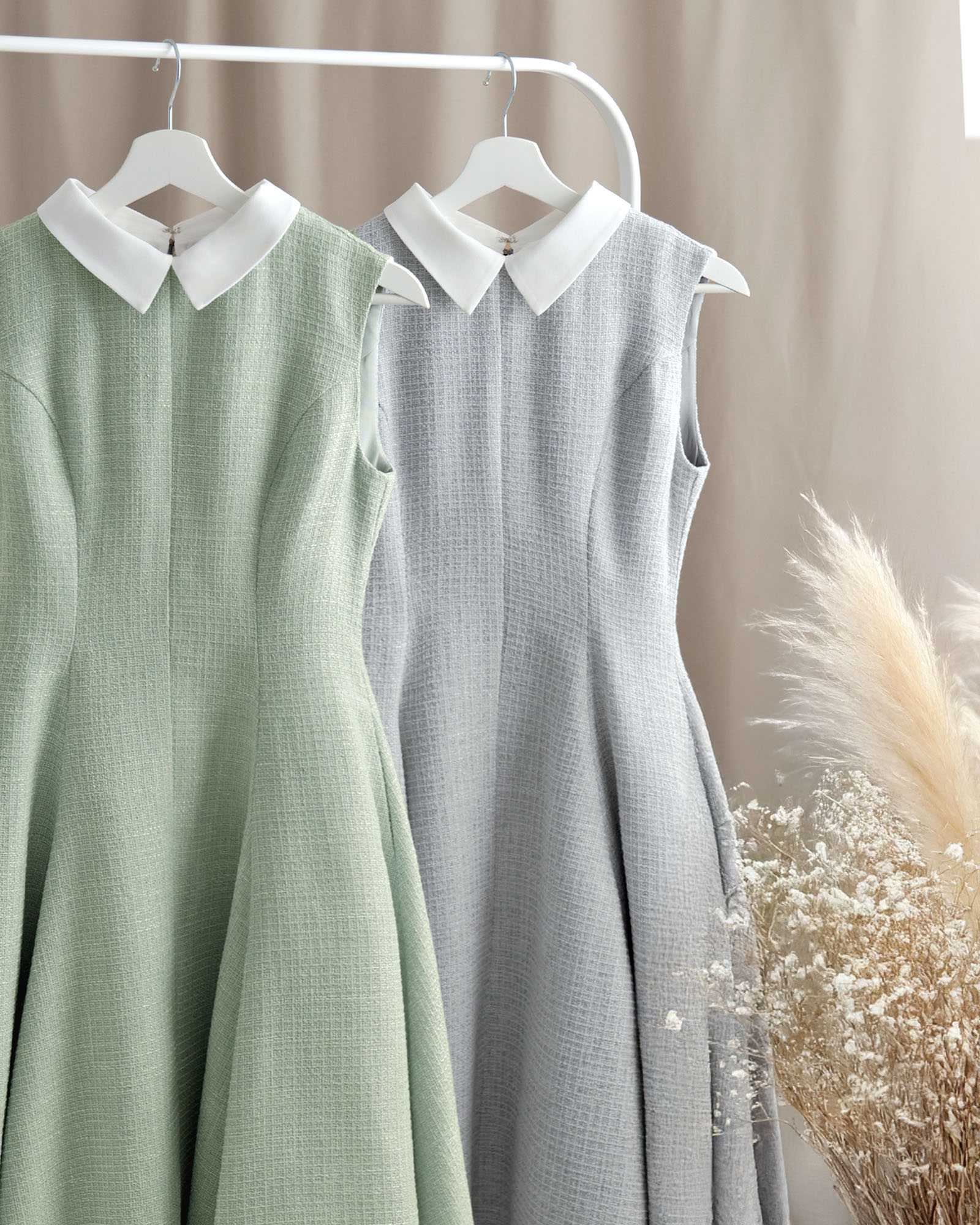 René 春夏ワンピース 膝丈36 ブルー系 Tissue 綿 ツイード René 春夏ワンピース 膝丈36 ブルー系 Tissue 綿 ツイード