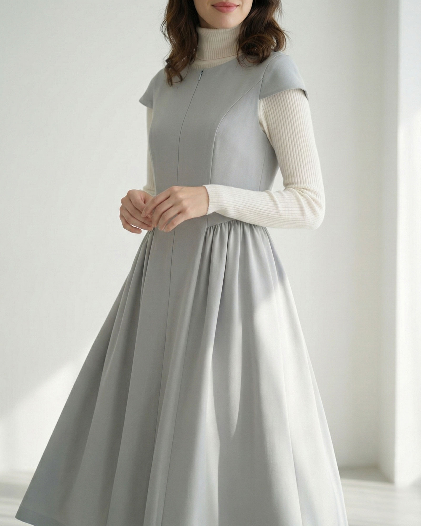 キレイ ワンピ フィオナ】お色展開：アクア ブルー,神戸 ネイビー