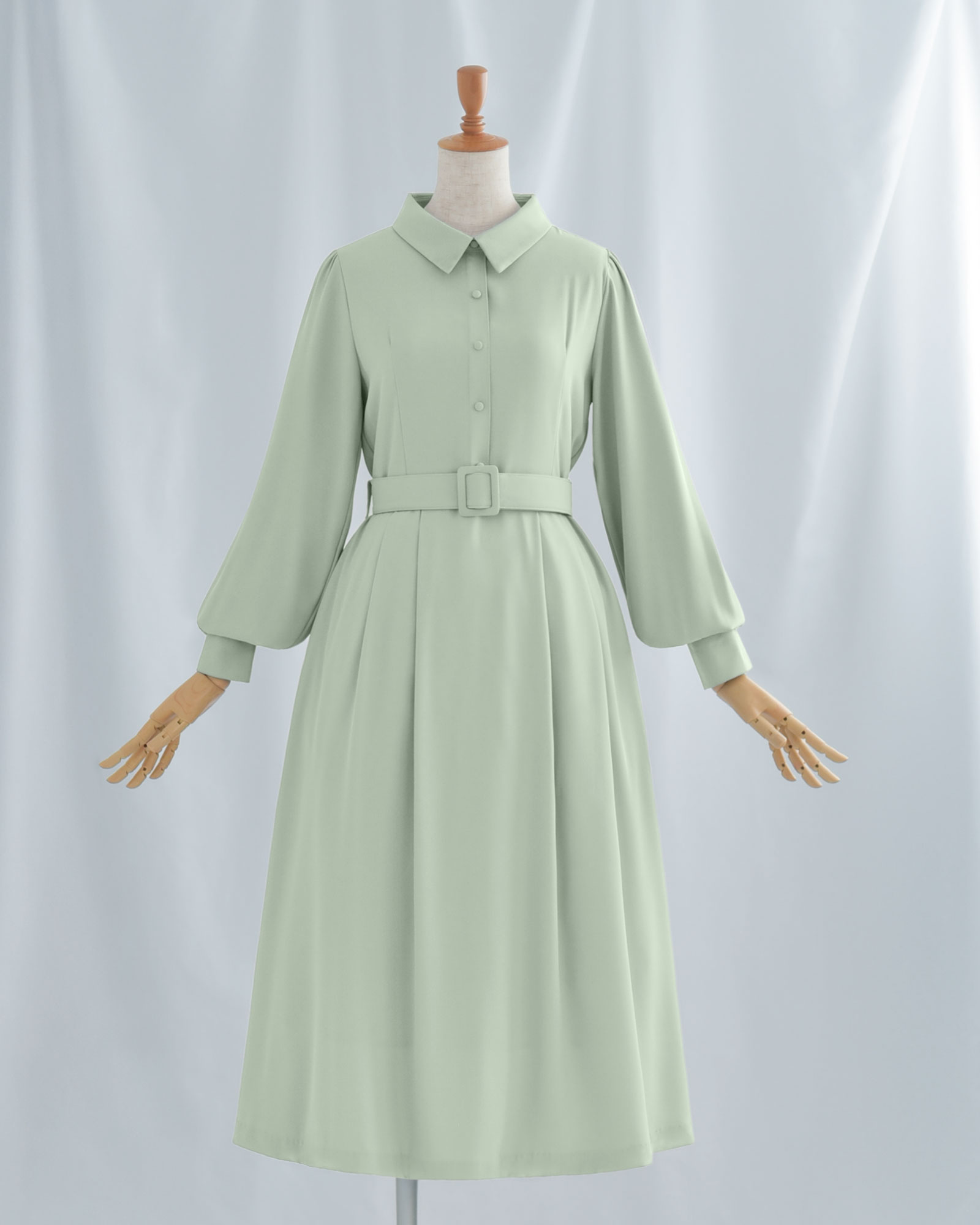 淡いミントグリーンが上品に映えるジョーゼットワンピース｜レジーナ【神戸ワンピース専門店】