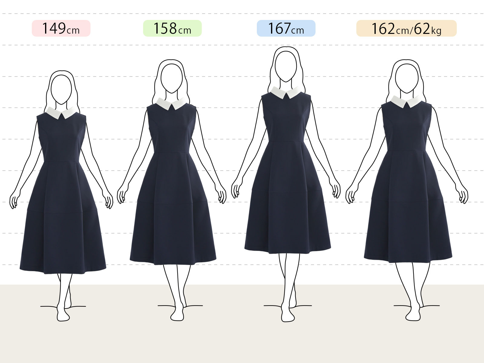 キレイ ワンピ セーラ】お色展開：ブラック,ネイビー ／ サイズ展開