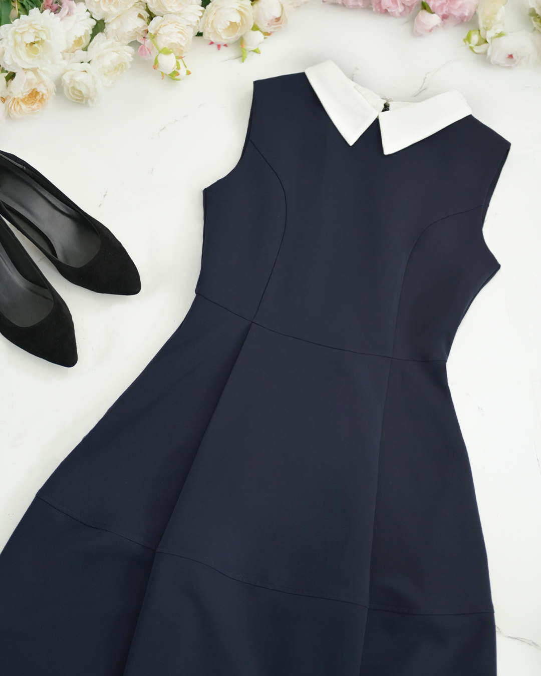 キレイ ワンピ セーラ】お色展開：ブラック,ネイビー ／ サイズ展開