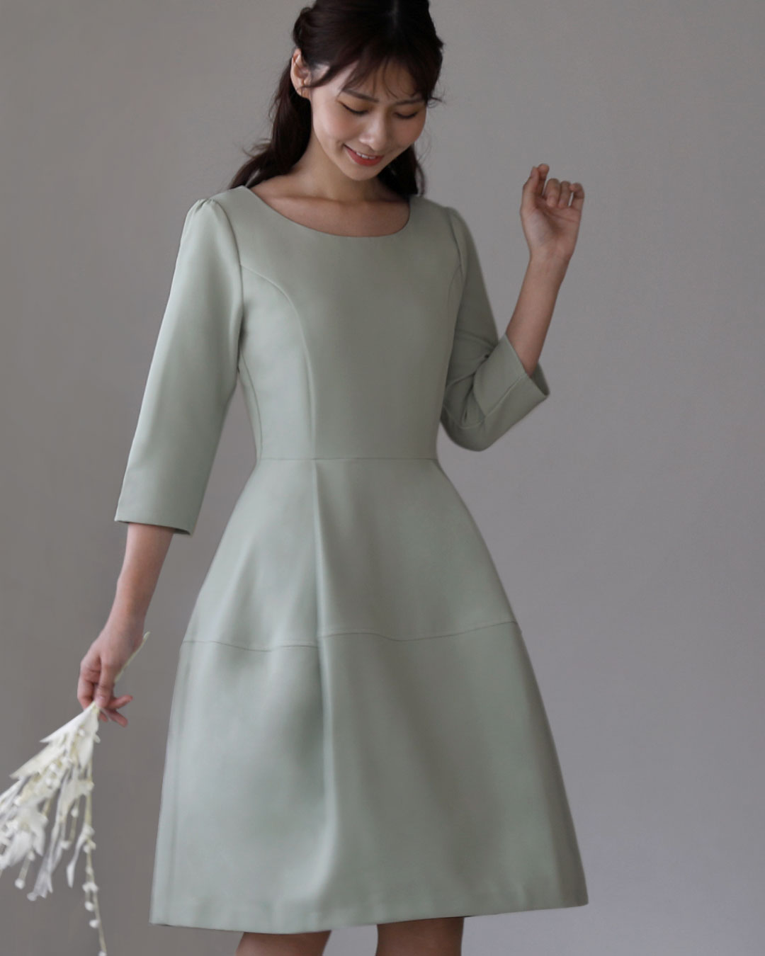 キレイ ワンピ キャサリン】お色展開：グリーン,ホワイト,ピンク