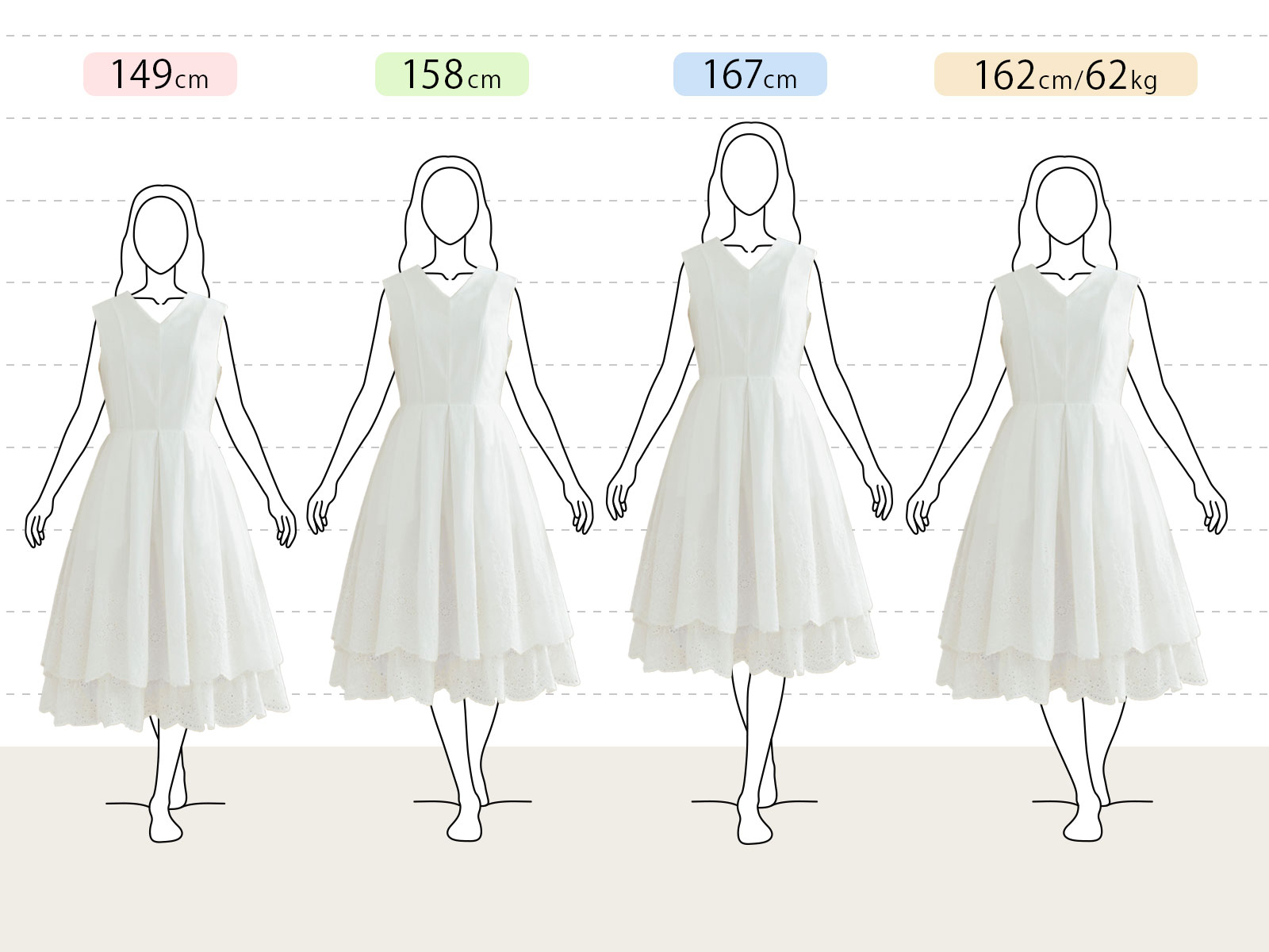 ワンピース ラ・ドンテル】お色展開：ホワイト ／ サイズ展開：38(S