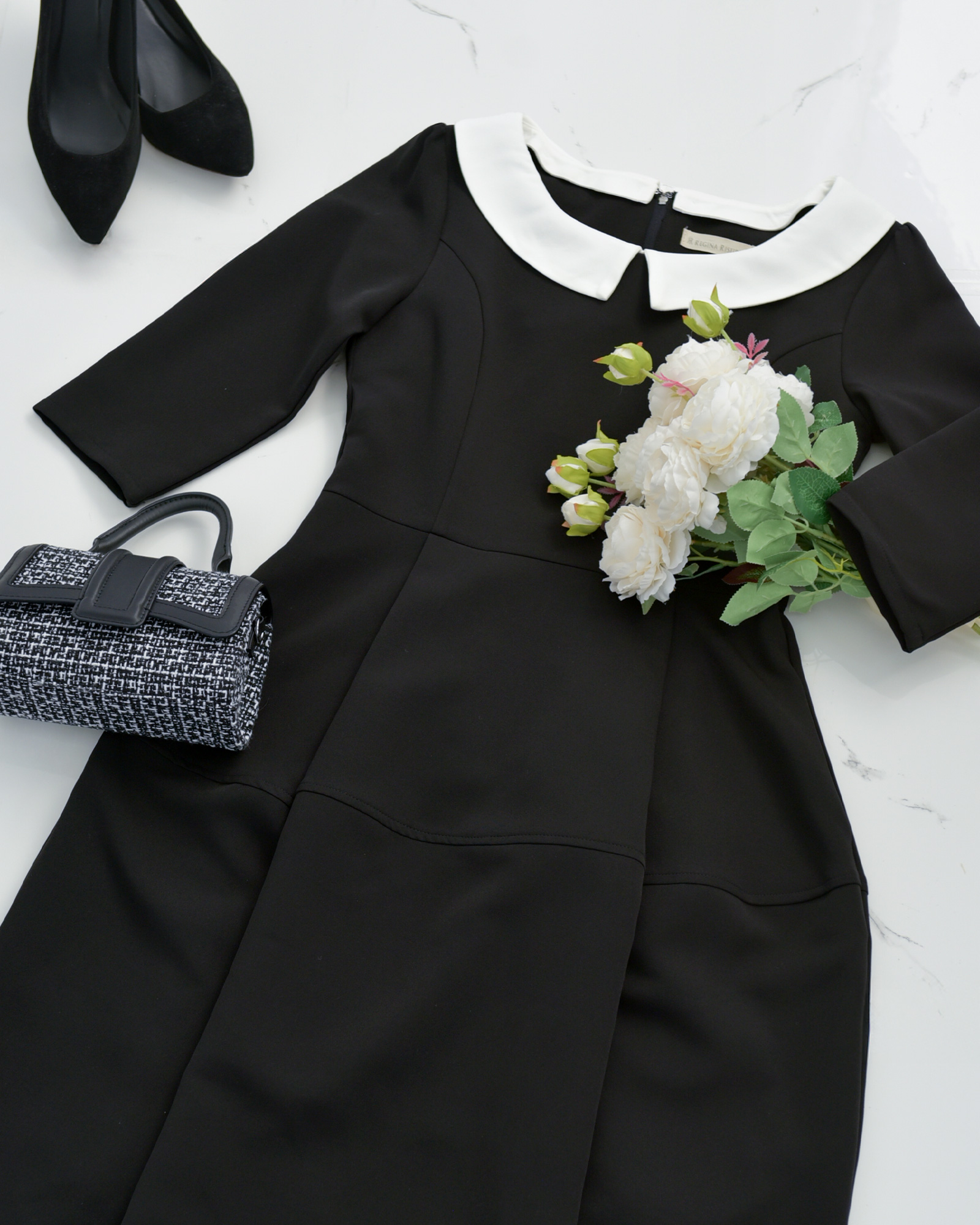 キレイ ワンピ マリア】お色展開：ブラック,ネイビー ／ サイズ展開