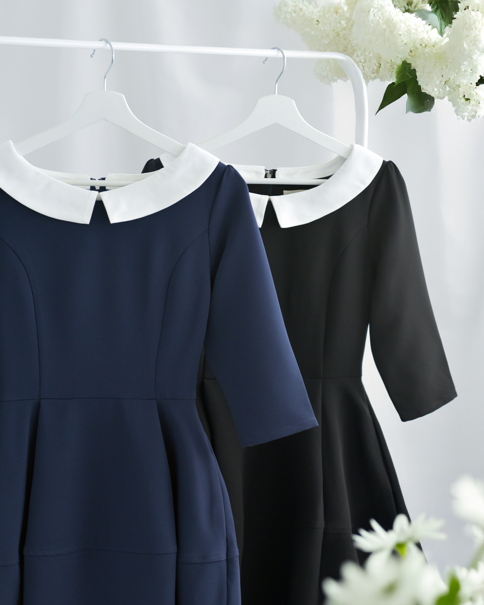 キレイ ワンピ マリア】お色展開：ブラック,ネイビー ／ サイズ展開