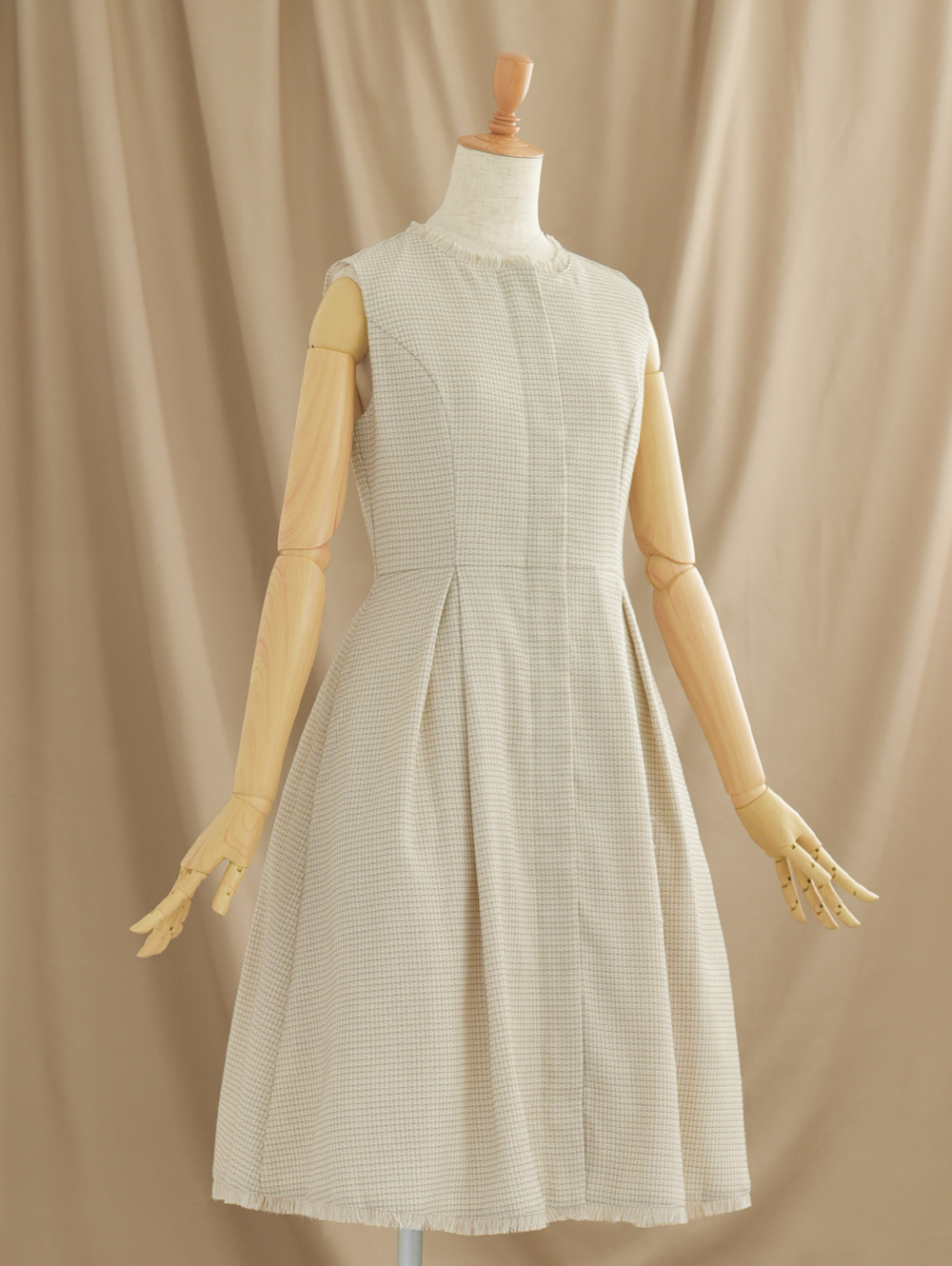 ツイード ワンピース マリエール】43-a23 お色展開：ブラック,ベージュ