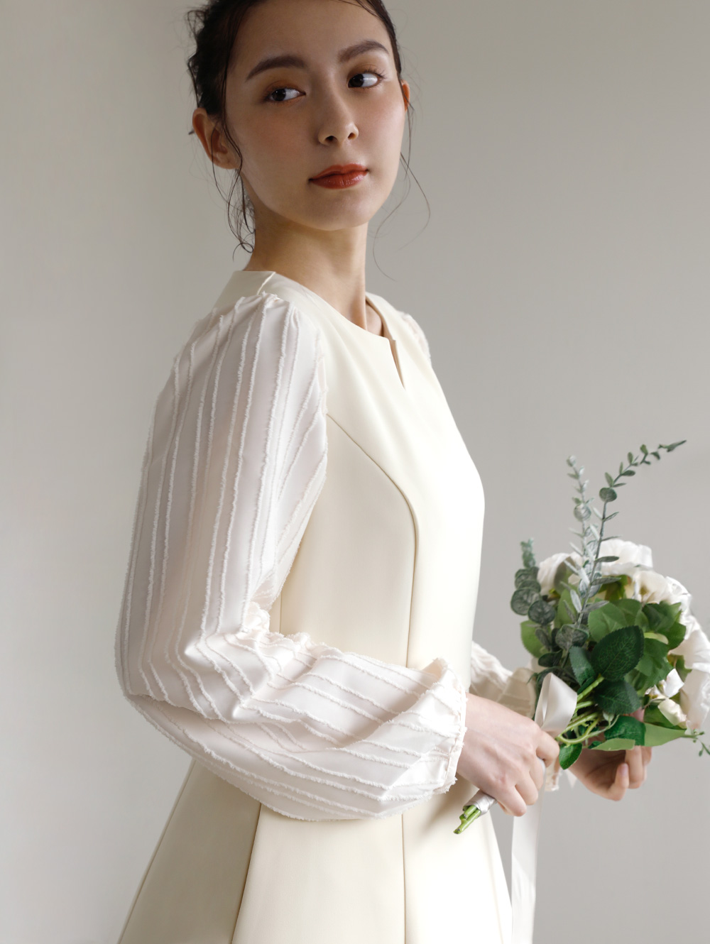 極美品✨Rene ルネ ひざ丈ワンピース ステッチ ホワイト 34 S ワンピース ラ フロレゾン】44-a23 お色展開：ブラック,ホワイト