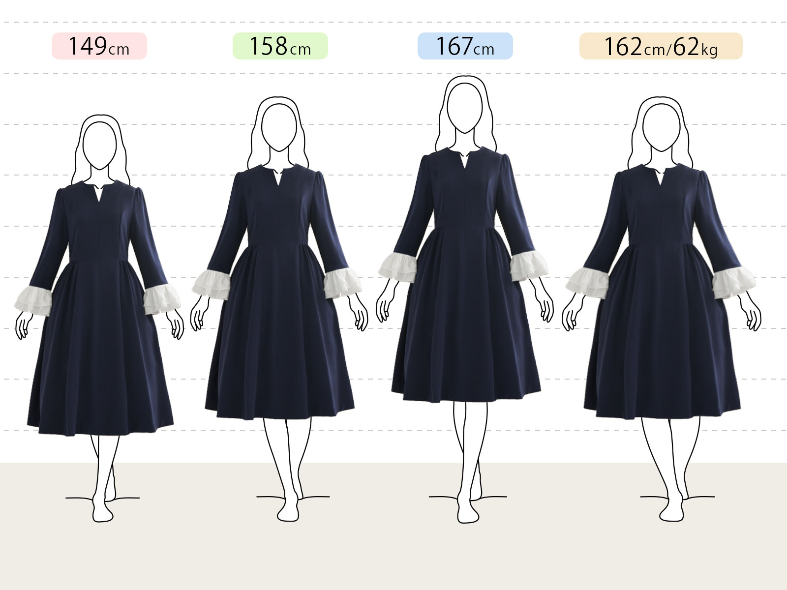 キレイ ワンピ ポーラ】お色展開：ブラック,ネイビー ／ サイズ展開