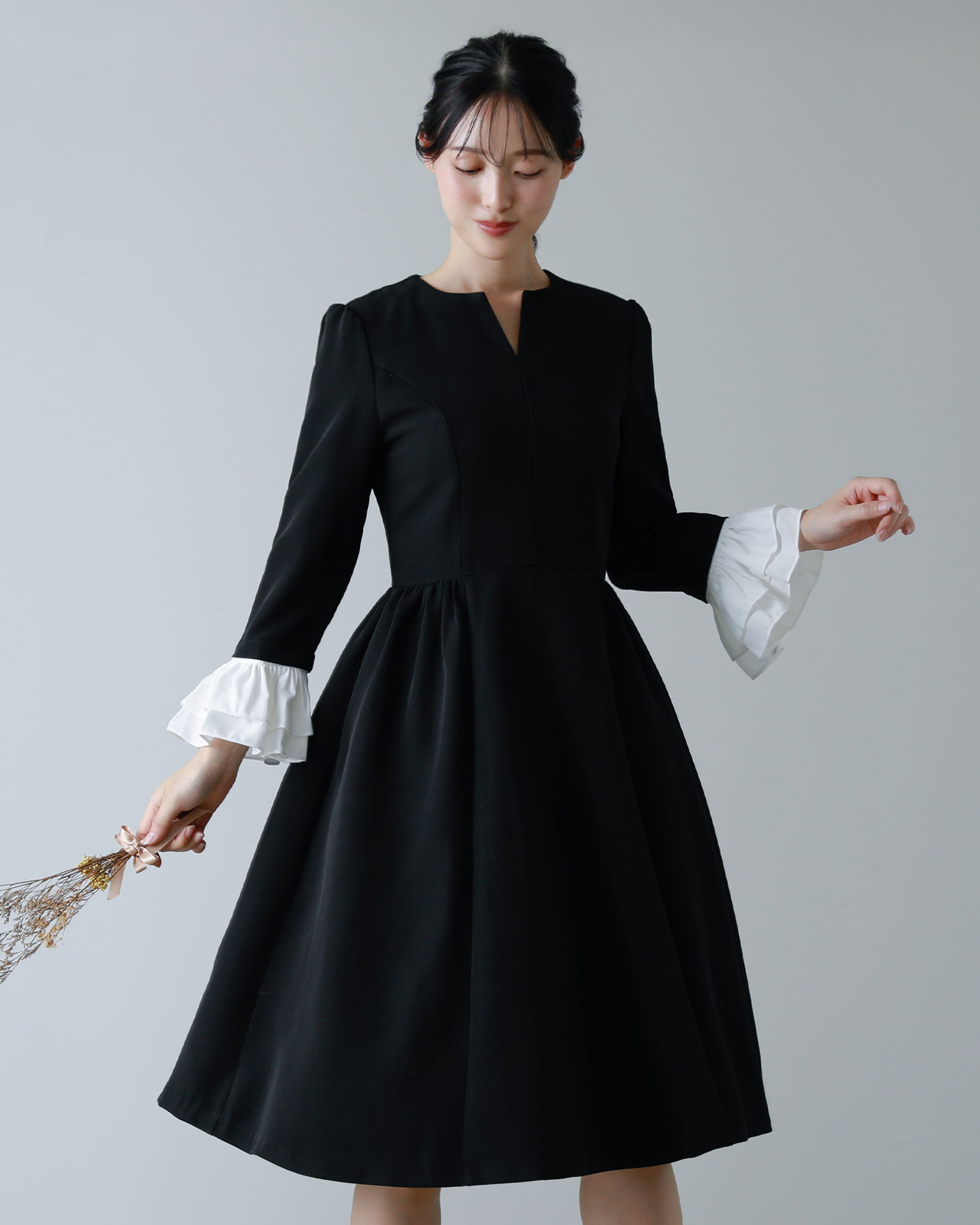 キレイ ワンピ ポーラ】お色展開：ブラック,ネイビー ／ サイズ展開