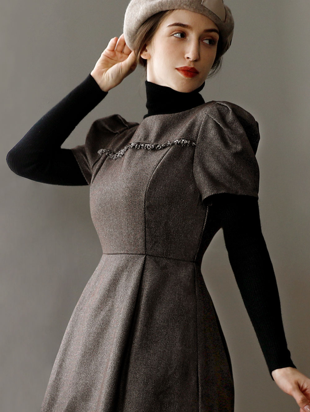 ワンピース ル・シェノン】65-a22 お色展開：ネイビー,ブラウン